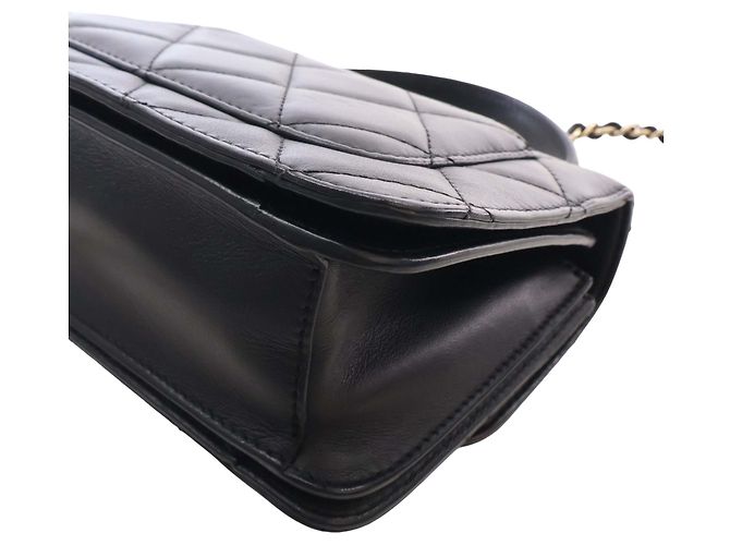 Chanel Mini Quilted Lambskin Top Handle Flap Nero - vista 6
