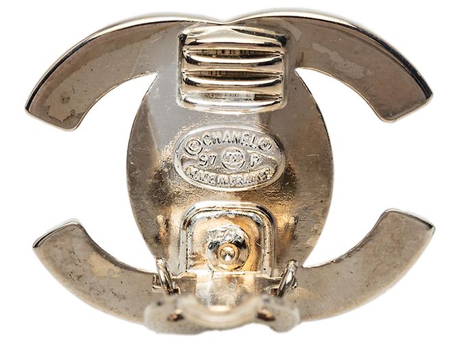 Orecchini a clip Chanel Silver CC Brass Turnlock Argento - vista 3