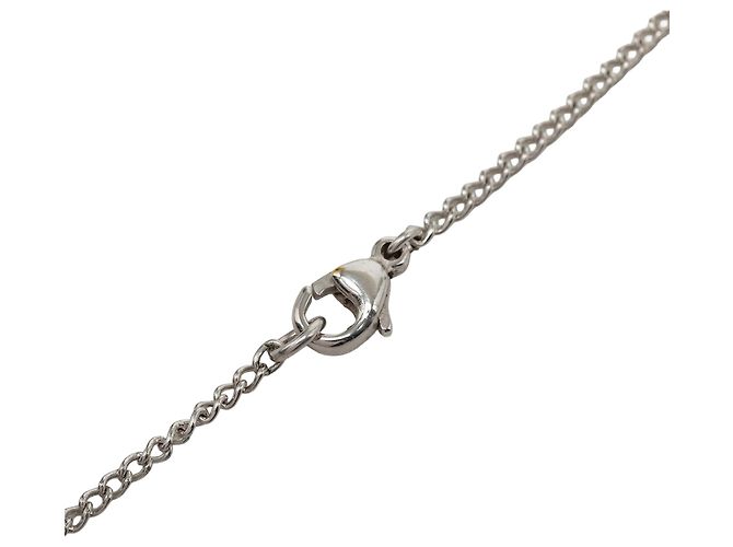 Collana con mini ciondolo a cuore Chanel in ottone e strass Silver CC Argento - vista 4