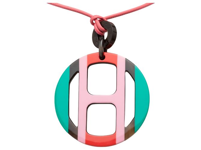 Collana con pendente Hermès Multi Buffalo Horn H Equipe Multicolore - vista 2