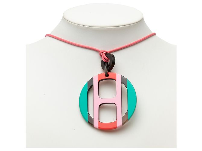 Collana con pendente Hermès Multi Buffalo Horn H Equipe Multicolore - vista 7