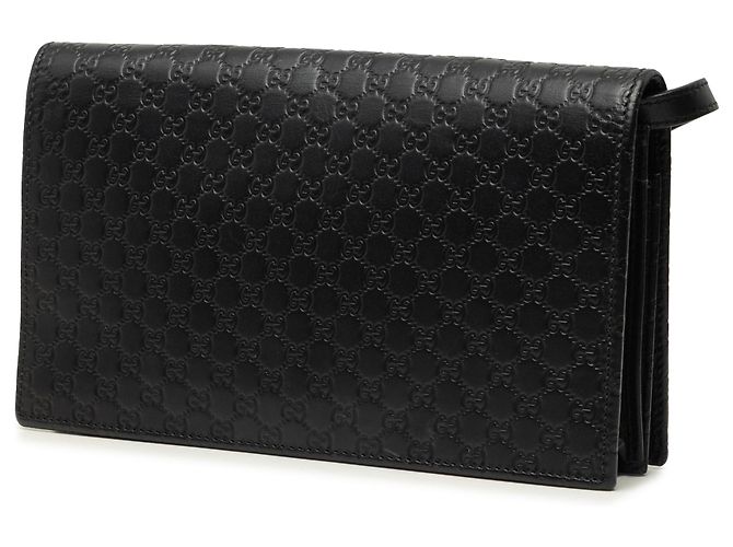 Portafoglio a tracolla Gucci Black Microguccissima Wallet on Strap Nero - vista 2