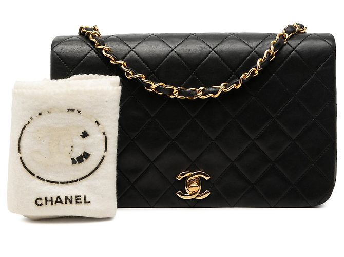 Chanel Black CC Quilted Lambskin Full Single Flap Nero - vista 7