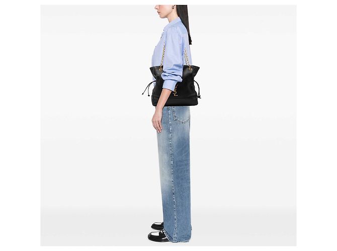 Saint Laurent Borsa Shopping Jamie Small in Pelle di Agnello Matelassé Nera Nero - vista 6