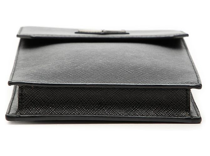 Custodia per smartphone Prada in pelle Saffiano nera Nero - vista 3