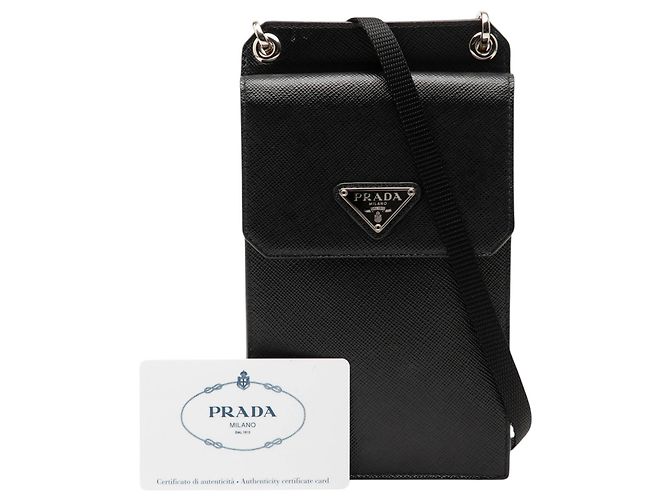 Custodia per smartphone Prada in pelle Saffiano nera Nero - vista 7