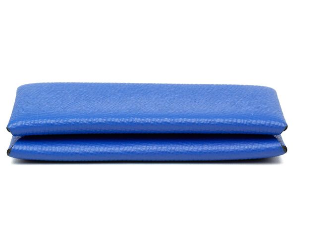 Tarjetero Hermès Calvi en cuero Epsom azul - vista 3