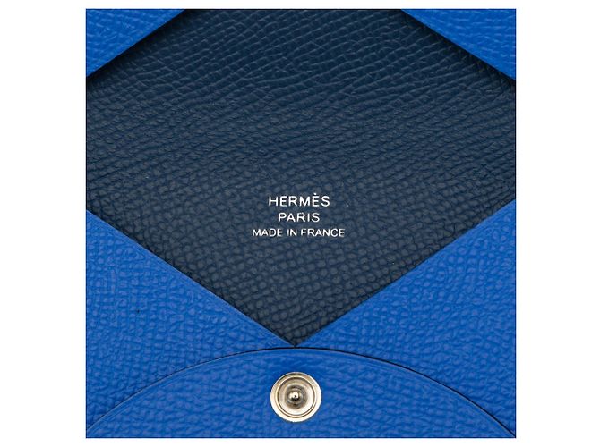 Tarjetero Hermès Calvi en cuero Epsom azul - vista 5
