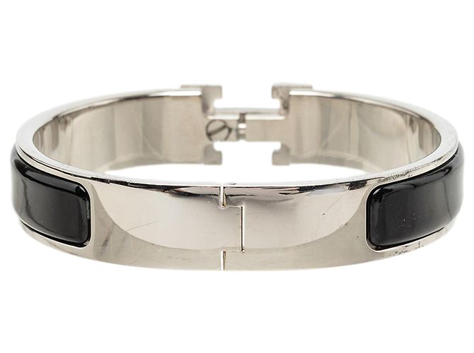Bracciale Clic H PM in smalto nero stretto Hermès - vista 3