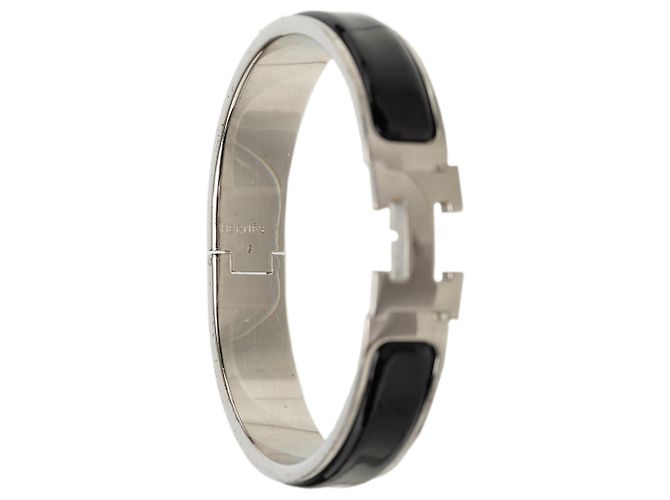 Bracciale Clic H PM in smalto nero stretto Hermès - vista 5