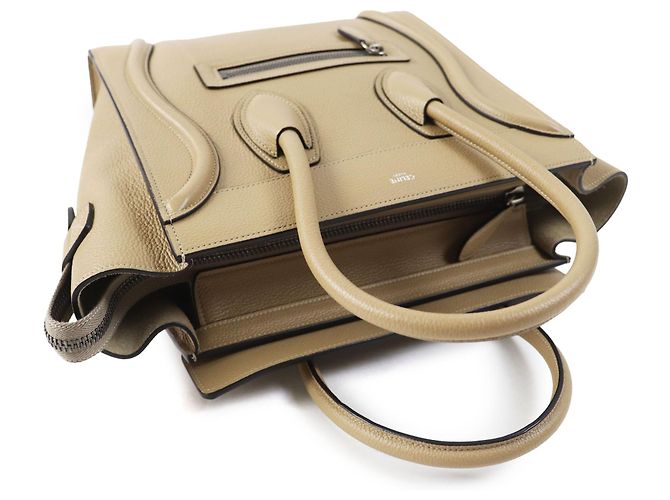 Céline Celine Bolsa Luggage Micro em Pele de Bezerro Drummed Bege - vista 8