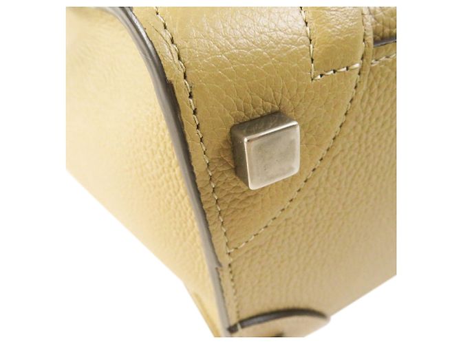 Céline Celine Bolsa Luggage Micro em Pele de Bezerro Drummed Bege - vista 9