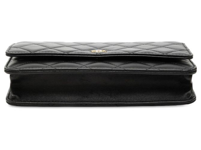Chanel Wallet On Chain aus schwarzem gestepptem Lammleder CC - Ansicht 3
