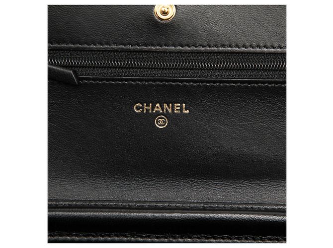 Chanel Wallet On Chain aus schwarzem gestepptem Lammleder CC - Ansicht 5