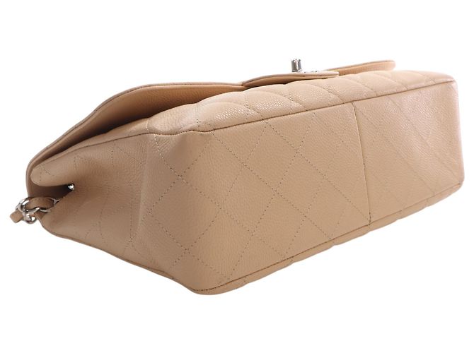 Chanel Beige Jumbo Classic Caviar Single Flap - vista 5