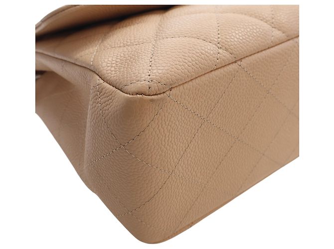Chanel Beige Jumbo Classic Caviar Single Flap - vista 9