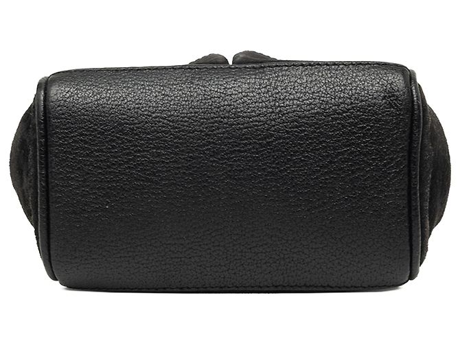 Bamboo Borsa Satchel Mini in Camoscio Nero con Bambù Gucci - vista 3