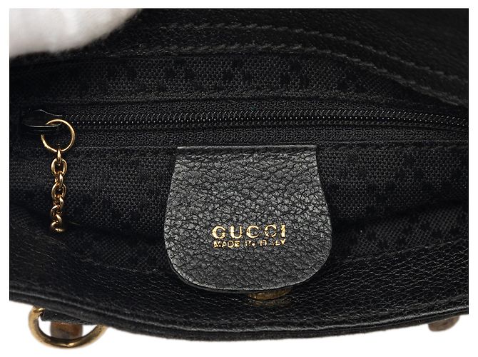 Bamboo Borsa Satchel Mini in Camoscio Nero con Bambù Gucci - vista 5