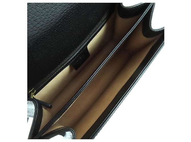 Gucci Black Small Calfskin Web Ophidia Top Handle Flap Nero - vista 5