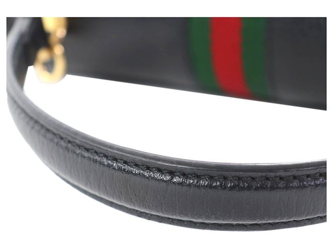 Gucci Black Small Calfskin Web Ophidia Top Handle Flap Nero - vista 9