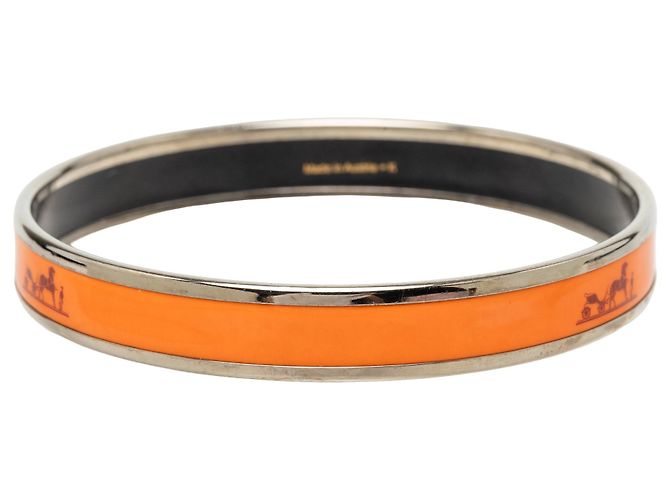 Bracciale Hermès Caleche in smalto Orange Narrow 70 - vista 3