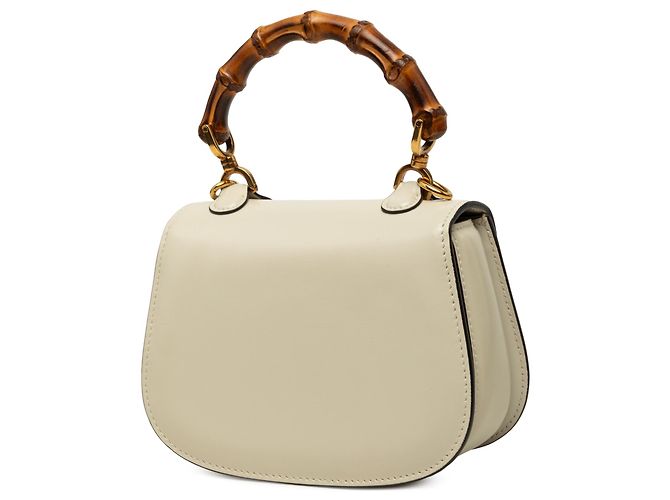 Bamboo Borsa Gucci 1947 Mini in vitello bianco con manico in bambù - vista 2