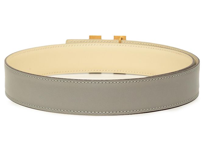 Cinturón reversible Hermès Gray Box Calf Cadena H Castaño - vista 3