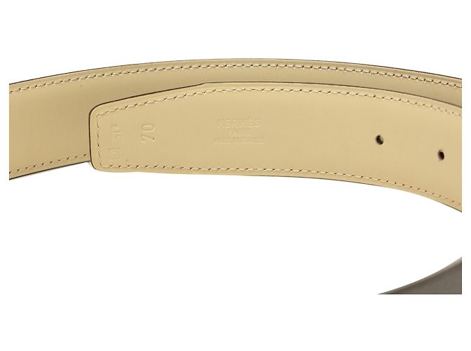 Cinturón reversible Hermès Gray Box Calf Cadena H Castaño - vista 4