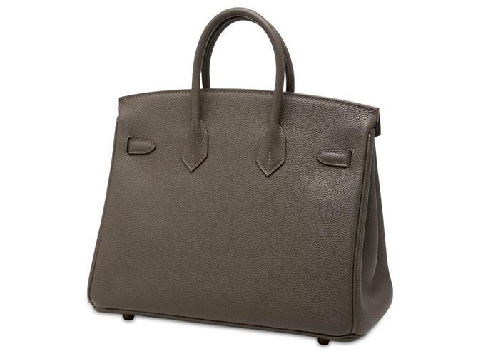 Hermès Gray Togo Birkin Retourne 25 Marrone Grigio antracite - vista 2