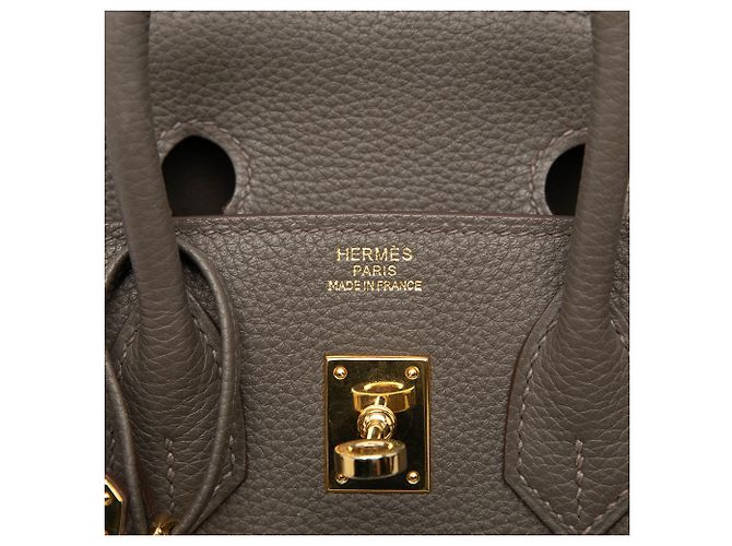 Hermès Gray Togo Birkin Retourne 25 Marrone Grigio antracite - vista 5