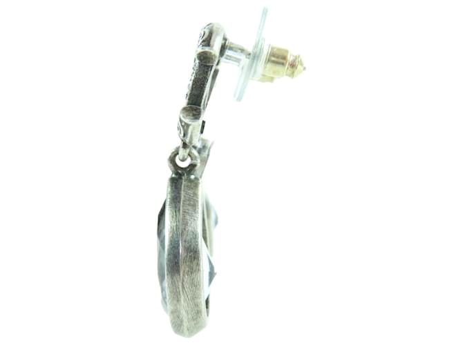 Orecchini Chanel Silver CC Brass Strass Teardrop Drop Push Back Argento - vista 5