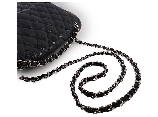 Chanel Black Jumbo Classic Caviar Double Flap Nero - vista 14