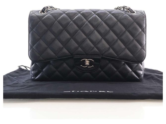 Chanel Black Jumbo Classic Caviar Double Flap Nero - vista 15