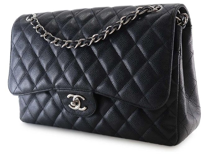 Chanel Black Jumbo Classic Caviar Double Flap Nero - vista 2