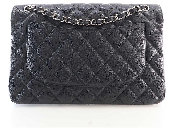Chanel Black Jumbo Classic Caviar Double Flap Nero - vista 4