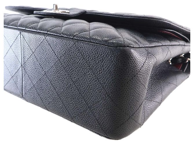Chanel Black Jumbo Classic Caviar Double Flap Nero - vista 9
