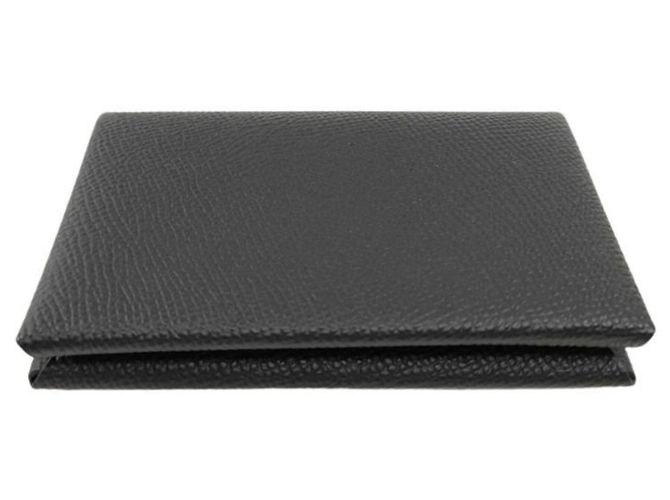 Hermès Tarjetero Hermes Calvi en piel Epsom negra Negro - vista 2