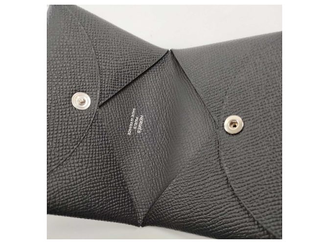 Hermès Tarjetero Hermes Calvi en piel Epsom negra Negro - vista 5