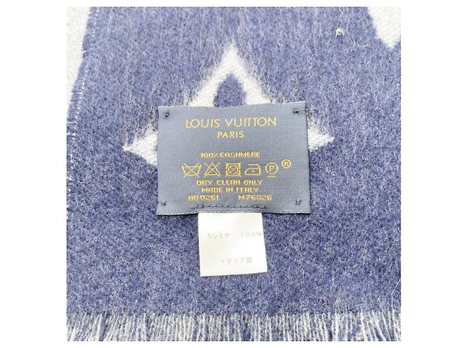 Stola in cashmere Monogram Louis Vuitton Marrone Blu Blu navy - vista 3