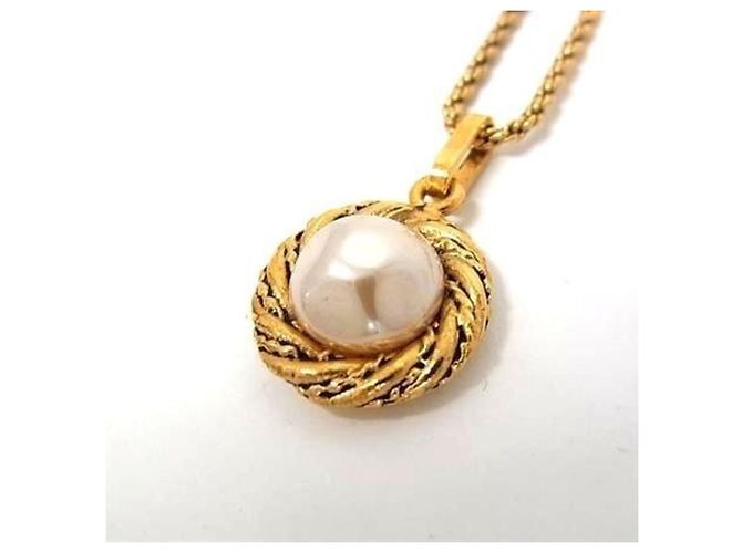 Collana Chanel dorata con perla sintetica D'oro - vista 2