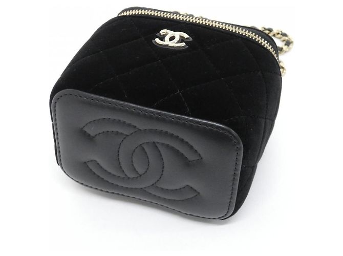 Borsa a tracolla Chanel AP1447 in velluto Nero - vista 3