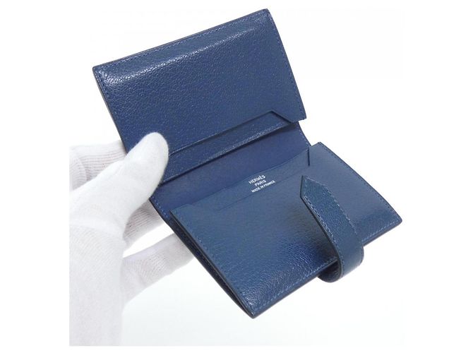 Hermès Tarjetero Hermes Bearn Deep Blue Azul oscuro - vista 6