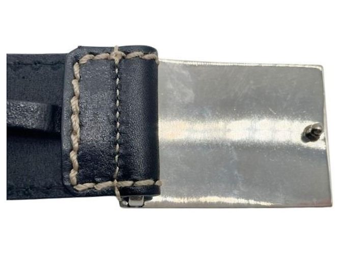 Cintura Gucci in pelle nera con placca stemma Nero - vista 3