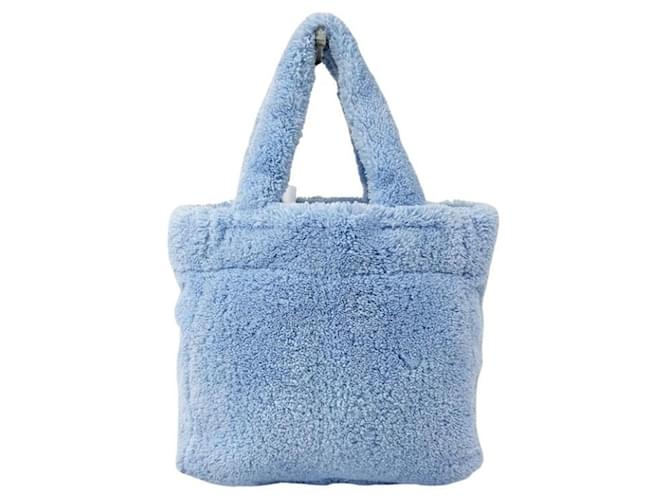 Mini borsa tote Prada in shearling Blu - vista 2