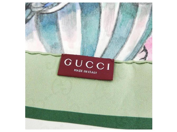 Sciarpa in seta Gucci verde e avorio Crudo - vista 2