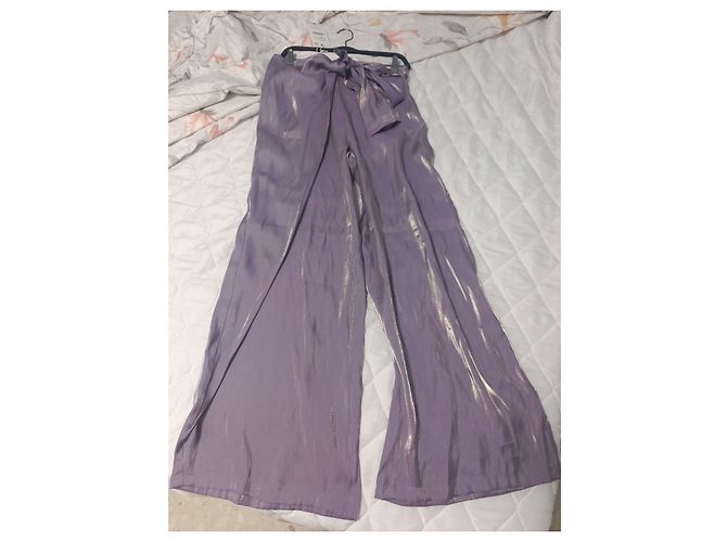 Zara Satin Weitbeinhose im Pareo-Stil mit Schleife - Ansicht 10