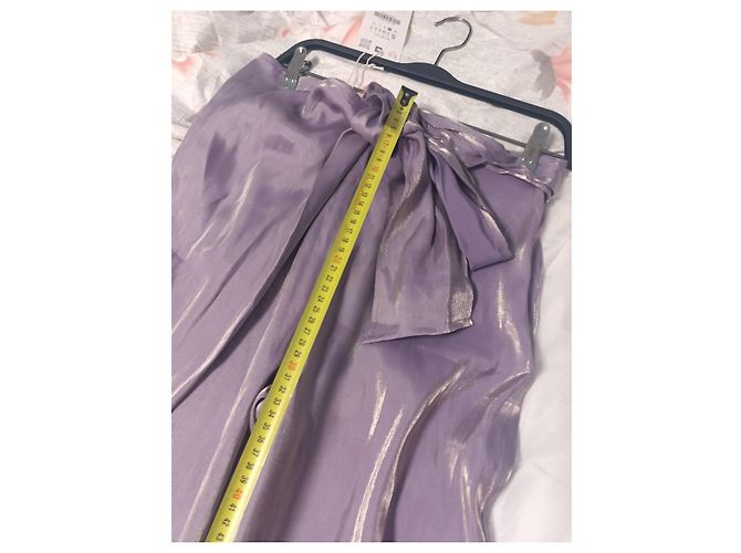 Zara Satin Weitbeinhose im Pareo-Stil mit Schleife - Ansicht 11