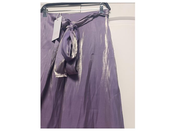Zara Satin Weitbeinhose im Pareo-Stil mit Schleife - Ansicht 3