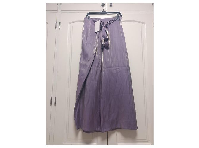 Zara Satin Weitbeinhose im Pareo-Stil mit Schleife - Ansicht 4