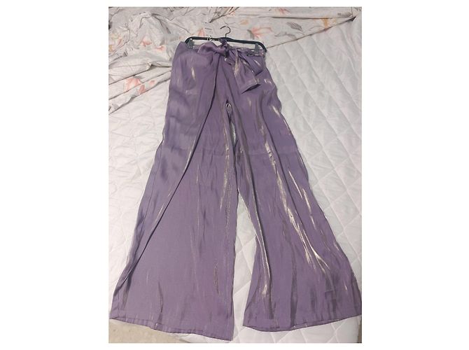 Zara Satin Weitbeinhose im Pareo-Stil mit Schleife - Ansicht 8